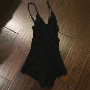 Black crotchet romper